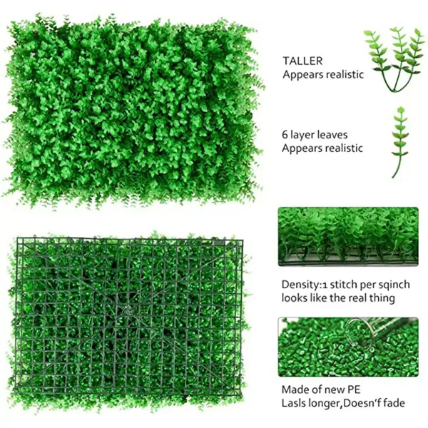 CNCEST 12 piezas de alfombra de plantas artificiales, Panel de plantas, alfombra verde, césped de pared de 60x40cm CNCEST 12 piezas de alfombra de plantas artificiales, Panel de plantas, alfombra verde, césped de pared de 60x40cm