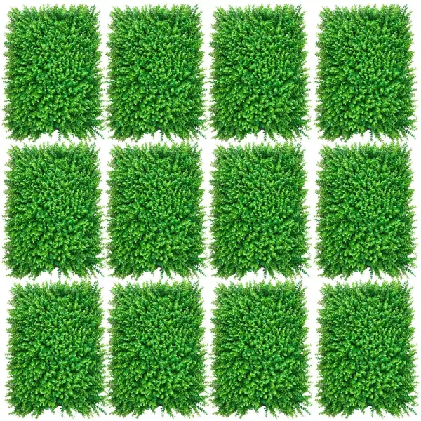 CNCEST 12 piezas de alfombra de plantas artificiales, Panel de plantas, alfombra verde, césped de pared de 60x40cm