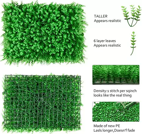 CNCEST 12 piezas de alfombra de plantas artificiales, Panel de plantas, alfombra verde, césped de pared de 60x40cm