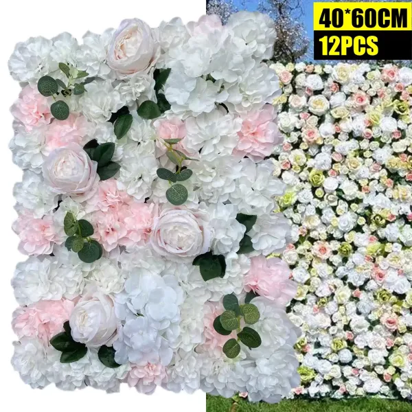 Pared de Flores, 12 Unidades de Flores Artificiales, Pared de Flores Artificiales, Flores de Seda