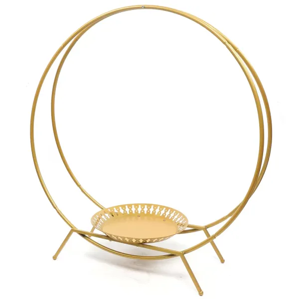 Arco de boda con 2 anillos y soporte para tartas, estante para flores, diámetro de 80 cm