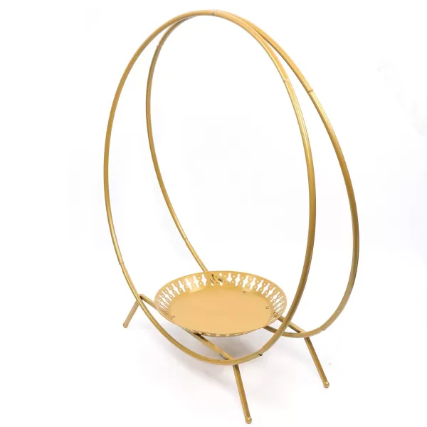 Arco de boda con 2 anillos y soporte para tartas, estante para flores, diámetro de 80 cm