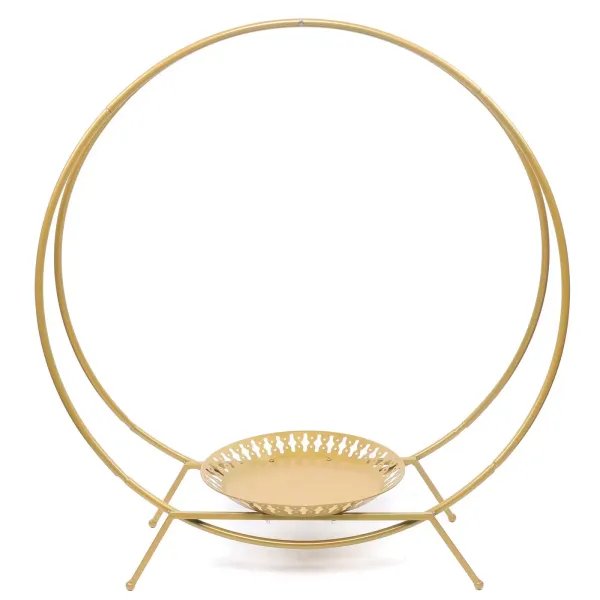 Arco de boda con 2 anillos y soporte para tartas, estante para flores, diámetro de 80 cm