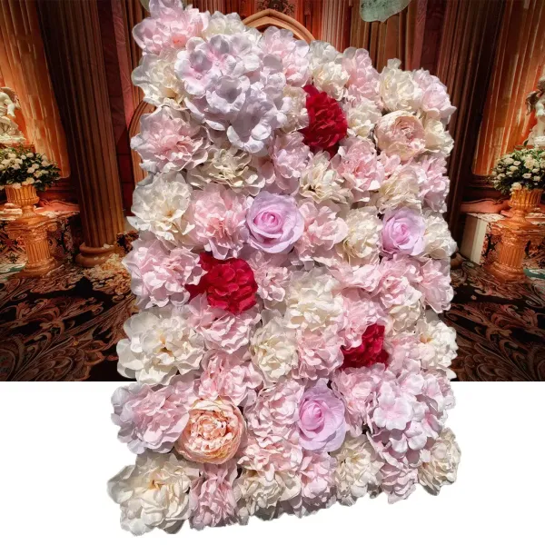 CNCEST 20 piezas de pared vegetal (40 * 60 cm) dalia amarilla clara + dalia rosa + rosa, Fondo de decoración de Bricolaje para Bodas