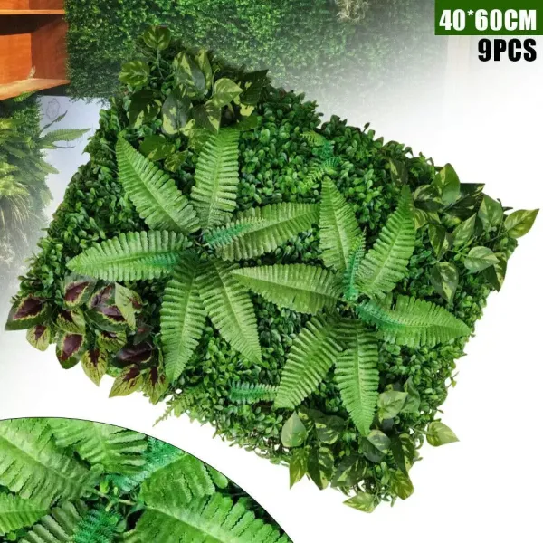 9 unidades de setos artificiales para la pared de plantas, fondo de privacidad, decoración de pared, valla de jardín 9 unidades de setos artificiales para la pared de plantas, fondo de privacidad, decoración de pared, valla de jardín