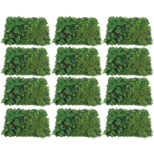 CNCEST 12 esteras de pared para plantas de 40 x 60 cm, para jardín vertical, con plantas artificiales, flores de boj artificiales