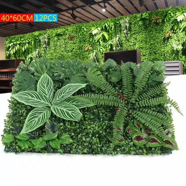 Paneles de seto artificiales, decoración de jardín y pared, césped grueso, duradero, hoja realista, 12 unidades 40 x 60 cm Paneles de seto artificiales, decoración de jardín y pared, césped grueso, duradero, hoja realista, 12 unidades 40 x 60 cm