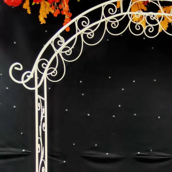 Arco de boda de hierro, estante de flores, fondo de metal, globos, decoración de fondo para bodas