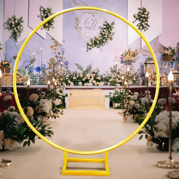 Fondo de accesorios de arco de boda de hierro de anillo redondo dorado de 1M, arco de globo DIY arcos curvos