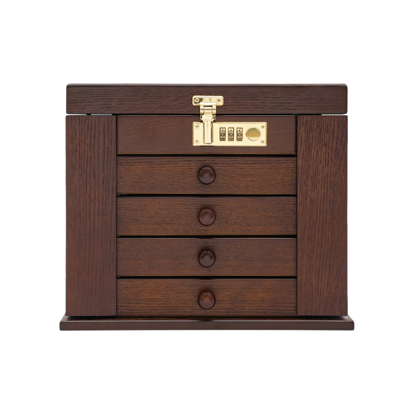 Joyero grande, joyero, 4 cajones, caja de almacenamiento para anillos de joyería con espejo/cerradura Joyero grande, joyero, 4 cajones, caja de almacenamiento para anillos de joyería con espejo/cerradura