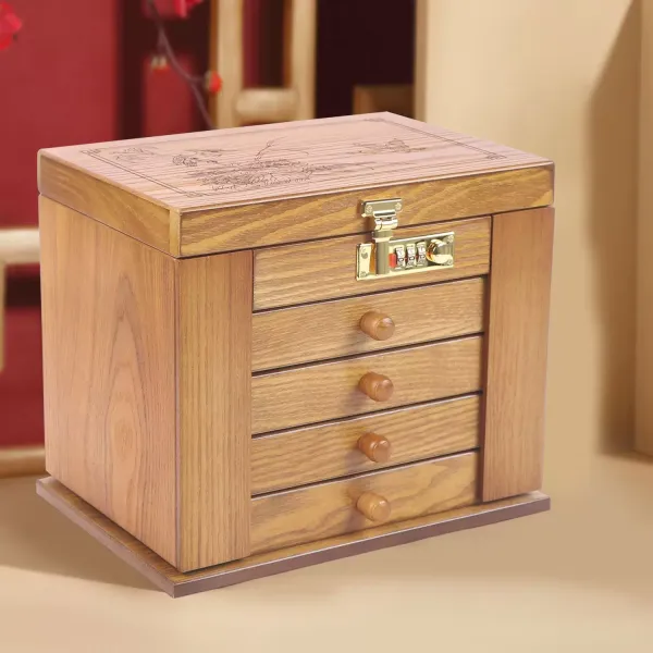 Joyero de madera grande, armario de joyería, vitrina para joyas, armario de caja, collar, anillo de almacenamiento con cerradura