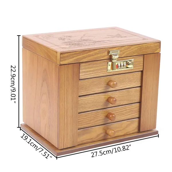Joyero de madera grande, armario de joyería, vitrina para joyas, armario de caja, collar, anillo de almacenamiento con cerradura