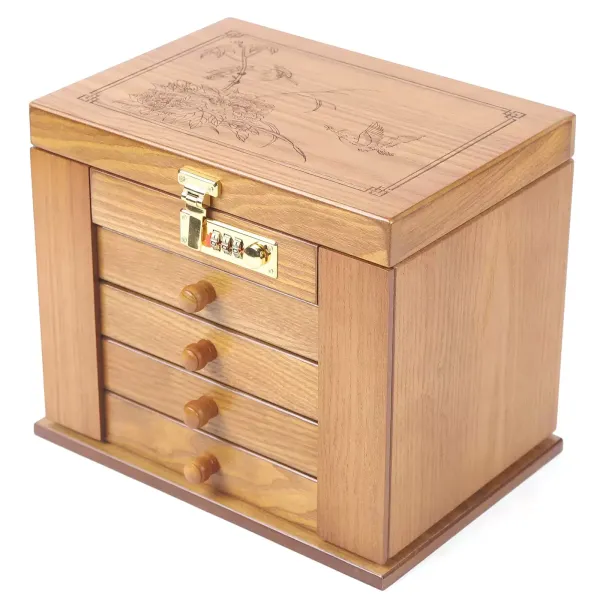 Joyero de madera grande, armario de joyería, vitrina para joyas, armario de caja, collar, anillo de almacenamiento con cerradura