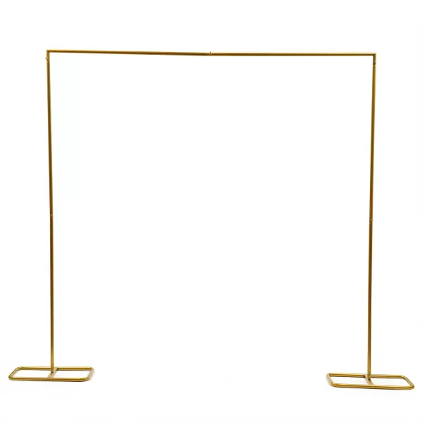 Fondo de puerta de arco de boda de 2*2,1 m, accesorios decorativos de hierro forjado, estante de flores dorado