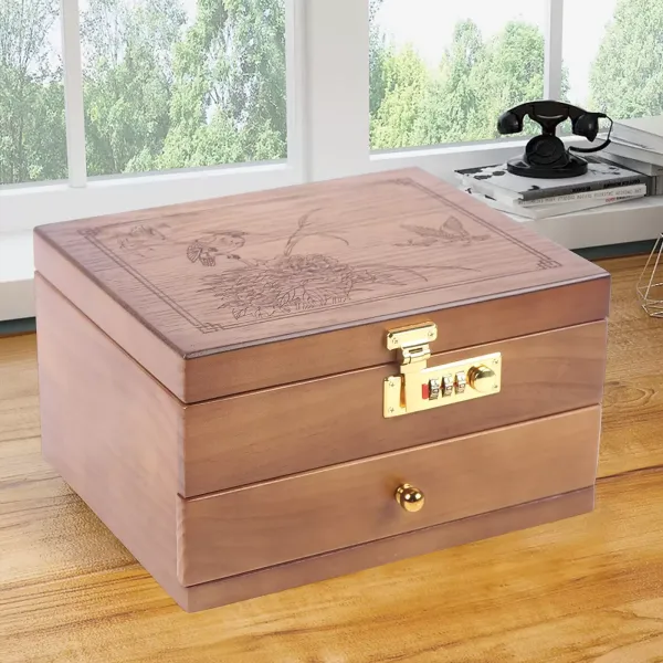 Joyero Retro 2/5 Capas Joyero de Madera Gabinete con Cerradura de Combinación