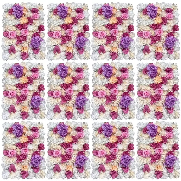 Paneles de flores, fondo de flores romántico, color lila y blanco, fondo de flores de color rosa, DIY, fondo de boda, 60 x 40 cm, 12 unidades