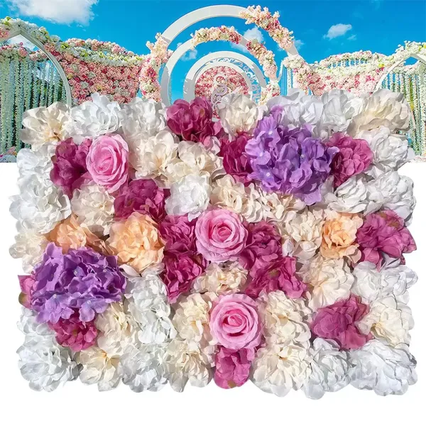 Paneles de flores, fondo de flores romántico, color lila y blanco, fondo de flores de color rosa, DIY, fondo de boda, 60 x 40 cm, 12 unidades