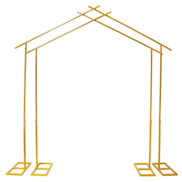 Arco de hierro de 2,6 m para decoración de césped, boda, puerta, dorado, marco de flores, corona para fiestas, bodas, Navidad