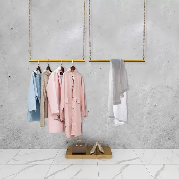 Perchero de cadena de almacenamiento de ropa dorado de 2 uds, estante colgante de altura ajustable, exhibición de tienda de ropa de Boutique, 60 cm