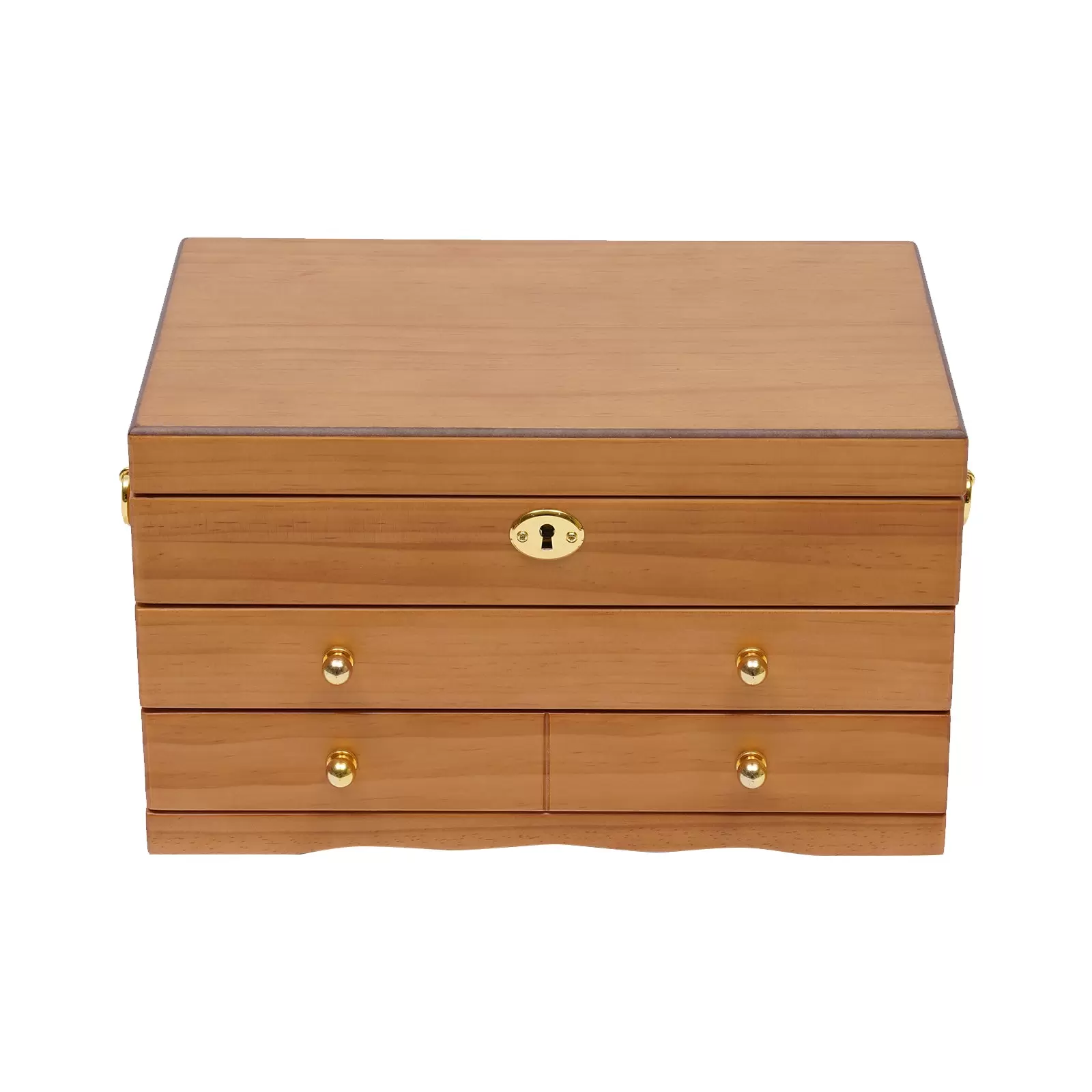 CNCEST Joyero de 3 capas de madera, gran capacidad, con candado, vintage, organizador para anillos, collares, relojes