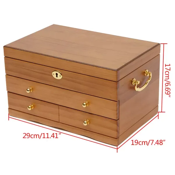 CNCEST Joyero de 3 capas de madera, gran capacidad, con candado, vintage, organizador para anillos, collares, relojes CNCEST Joyero de 3 capas de madera, gran capacidad, con candado, vintage, organizador para anillos, collares, relojes