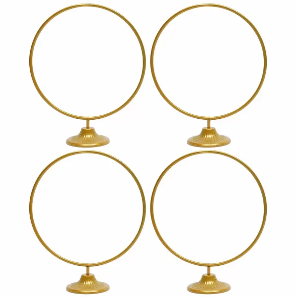 CNCEST 4 soportes redondos de metal para decoración de mesa con diseño de flores，45 cm de diámetro y 13 mm（dorado）