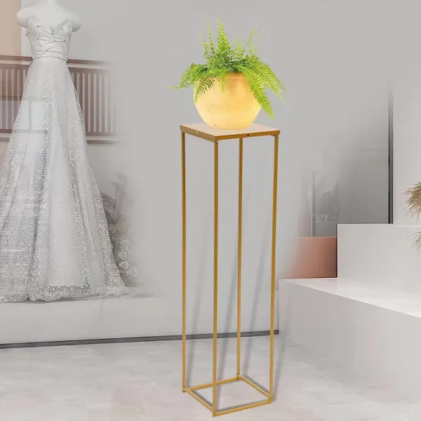Soporte dorado para flores con geometría altura de 100 cm, soporte de metal para decoración de bodas 9,84 x 9,84 x 39,37 pulgadas