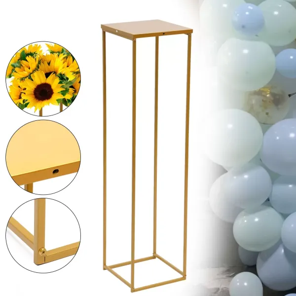 Soporte dorado para flores con geometría altura de 100 cm, soporte de metal para decoración de bodas 9,84 x 9,84 x 39,37 pulgadas Soporte dorado para flores con geometría altura de 100 cm, soporte de metal para decoración de bodas 9,84 x 9,84 x 39,37 pulgadas