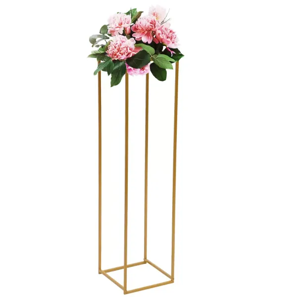 Soporte dorado para flores con geometría altura de 100 cm, soporte de metal para decoración de bodas 9,84 x 9,84 x 39,37 pulgadas Soporte dorado para flores con geometría altura de 100 cm, soporte de metal para decoración de bodas 9,84 x 9,84 x 39,37 pulgadas