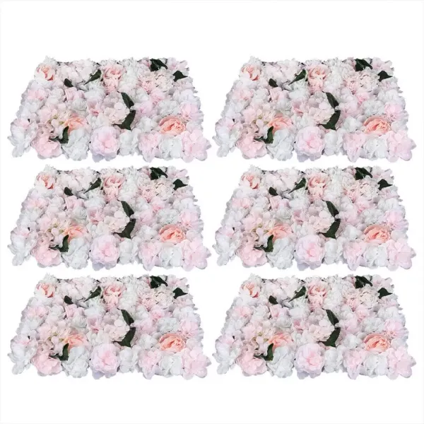 6 piezas de flores artificiales de pared de hortensias y rosas, panel de flores falsas para boda, telón de fondo