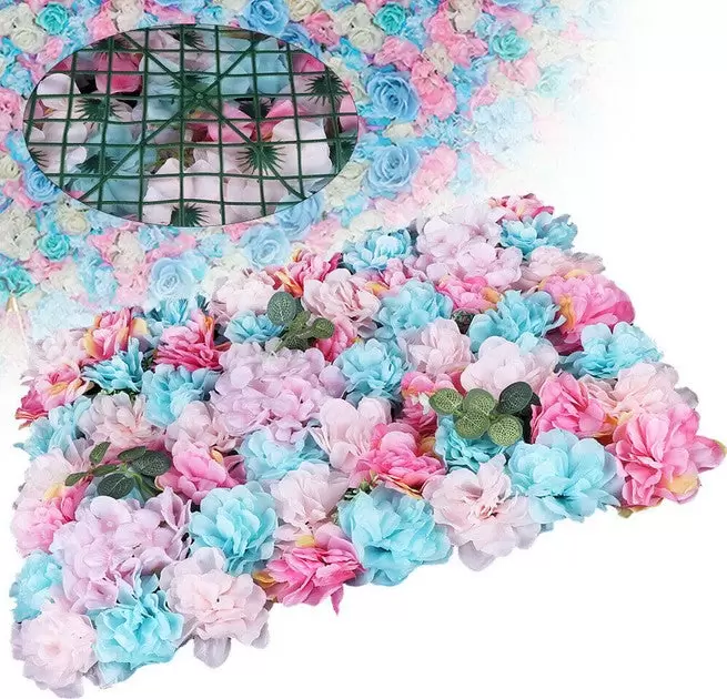 12 paneles de pared de flores artificiales, 15.75 x 23.62 x 0.79 pulgadas, alfombrilla de pared de flores, paneles de flores de seda