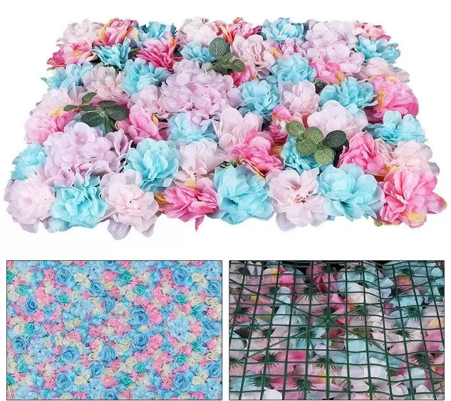 12 paneles de pared de flores artificiales, 15.75 x 23.62 x 0.79 pulgadas, alfombrilla de pared de flores, paneles de flores de seda