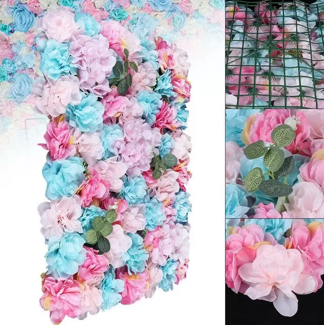 12 paneles de pared de flores artificiales, 15.75 x 23.62 x 0.79 pulgadas, alfombrilla de pared de flores, paneles de flores de seda