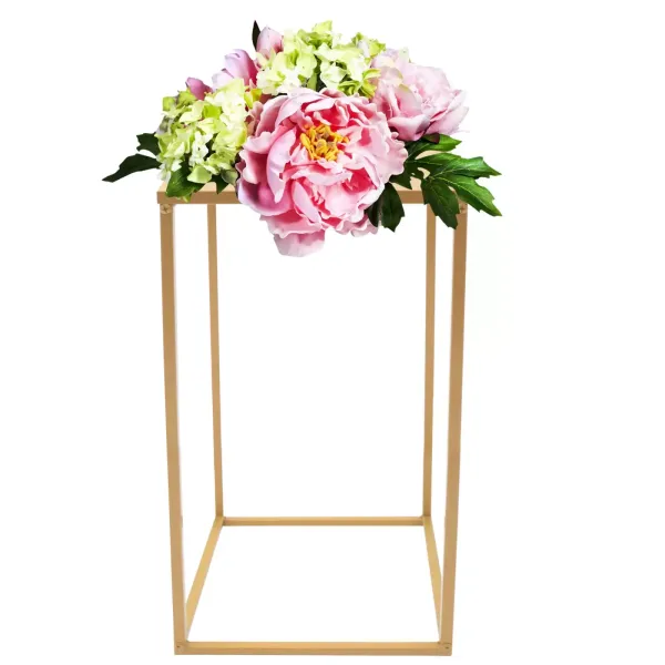 10 unidades de jarrones de metal dorado para el suelo, columna para flores, 30 x 30 x 60 cm