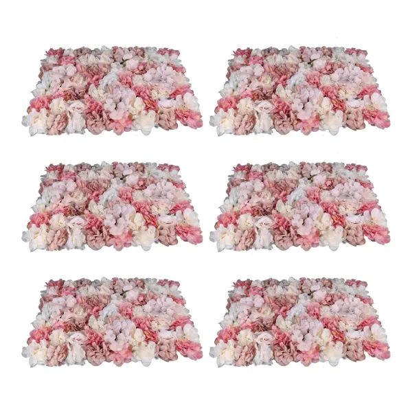 6 piezas de planta de flor muro otoñal Dahlia rosa hortensia rosa flor pared bricolaje boda ruta fondo 40 x 60 cm