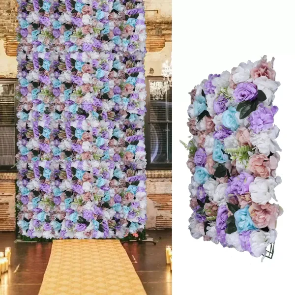 Paneles artificiales de flores de rosa de 12 piezas de simulación de flores para colgar en la pared de seda artificial