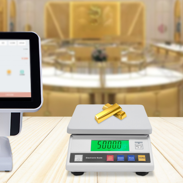 CNCEST Báscula digital electrónica industrial de precisión, 7,5 kg x 0,1 g, con función de contador y tara para industria, agricultura