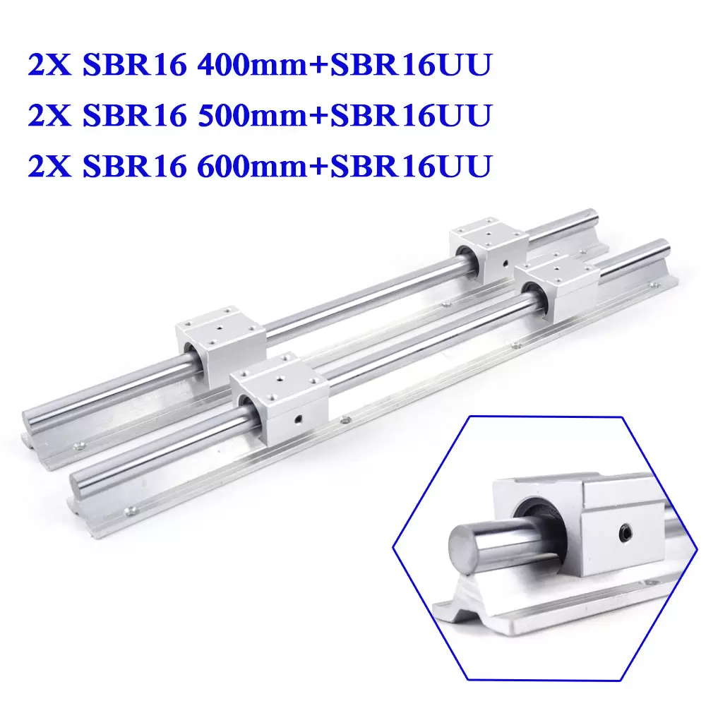 Guía lineal de rodamiento lineal, 2 carriles lineales (SBR16, 600 mm)