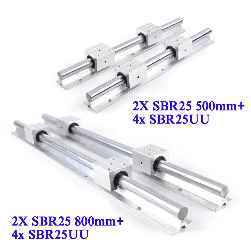 2 guías lineales SBR25 800 mm riel de guía lineal + 4 x SBR25UU
