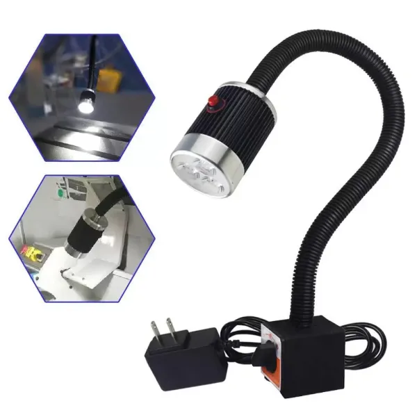 Lámpara para máquina de 6 W, 3 LED, magnética, cuello de cisne, luz flexible, 220 V, base LED, 660 lm