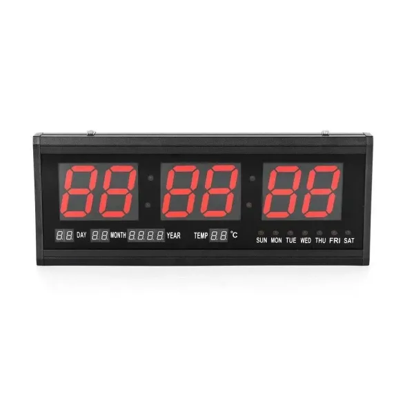 Reloj de pared digital LED con calendario, fecha, temperatura, salón, 24 horas, para estudio, lugar público