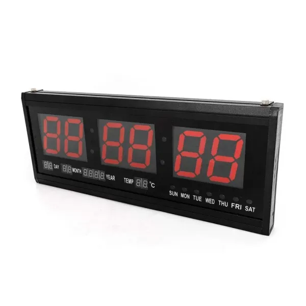 Reloj de pared digital LED con calendario, fecha, temperatura, salón, 24 horas, para estudio, lugar público Reloj de pared digital LED con calendario, fecha, temperatura, salón, 24 horas, para estudio, lugar público