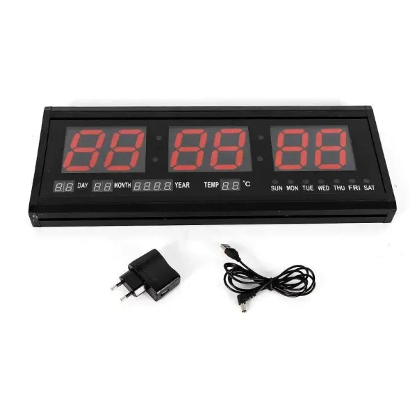 Reloj de pared digital LED con calendario, fecha, temperatura, salón, 24 horas, para estudio, lugar público