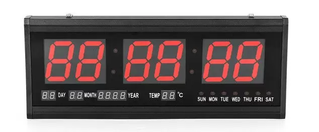 Reloj de pared digital LED con calendario, fecha, temperatura, salón, 24 horas, para estudio, lugar público