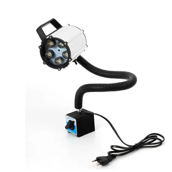 Lámpara LED para máquina de torno, resistente al agua, flexible, cuello de cisne, base magnética, 5 W, 220 V