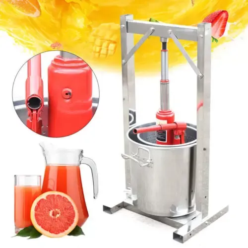 Prensa de vino de frutas manual con resorte hidráulico, 12 L, de acero inoxidable, con ayuda hidráulica, para la fabricación de vino/cidra