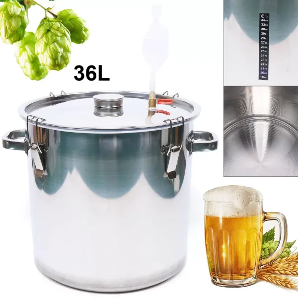 36 L Tanque de Fermentación, Bomba de Destilación de Vino de Acero Inoxidable