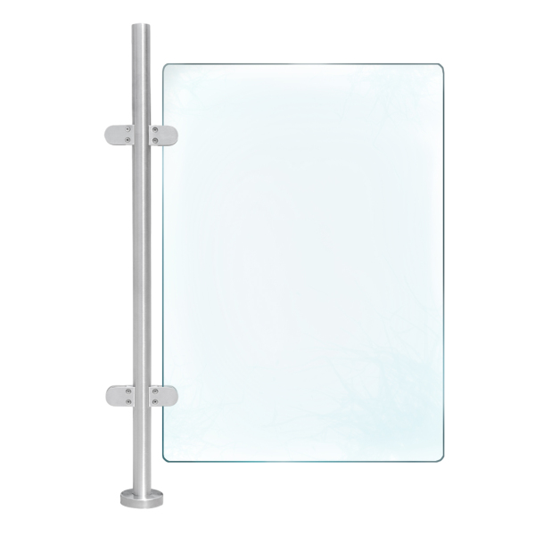 Barandilla de acero inoxidable, 110 cm, soporte de pasamanos para montaje en mejillas, sujeción de cristal, redonda, 63 x 45 mm