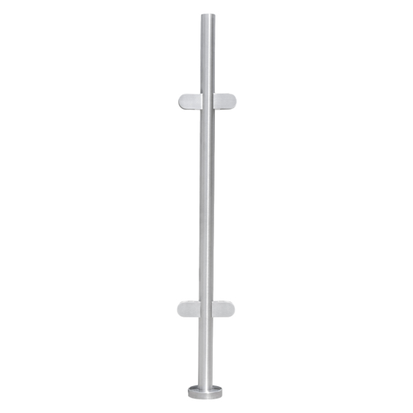 Barandilla de acero inoxidable, 110 cm, soporte de pasamanos para montaje en mejillas, sujeción de cristal, redonda, 63 x 45 mm