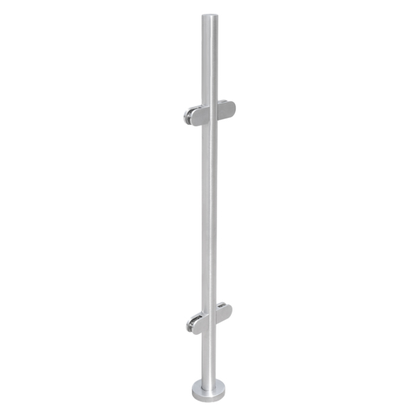 Barandilla de acero inoxidable, 110 cm, soporte de pasamanos para montaje en mejillas, sujeción de cristal, redonda, 63 x 45 mm